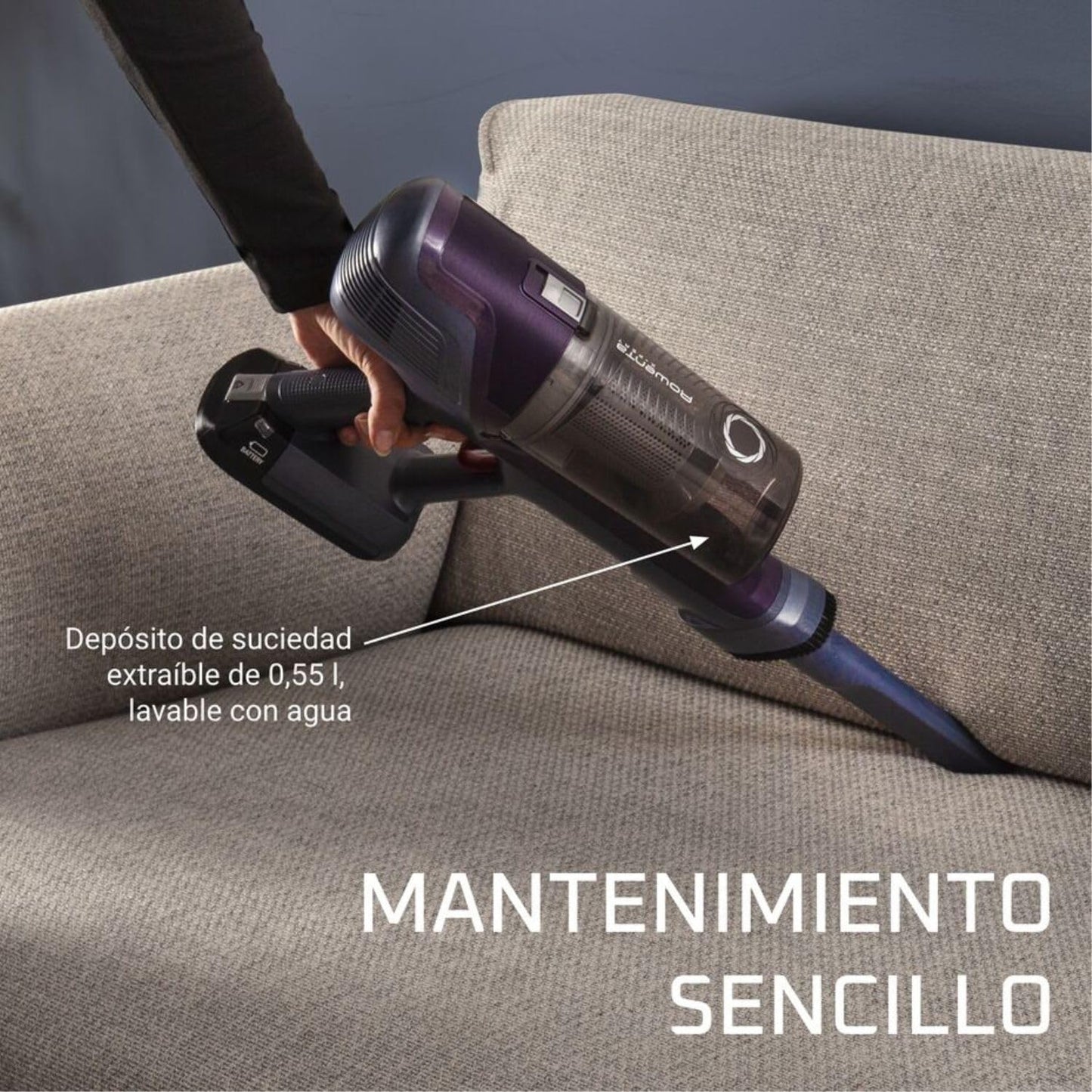 Rowenta XPert 6.60 Aspiradora Escoba sin Cable 3 en 1 con Batería de Litio y Gatillo Boost Lila