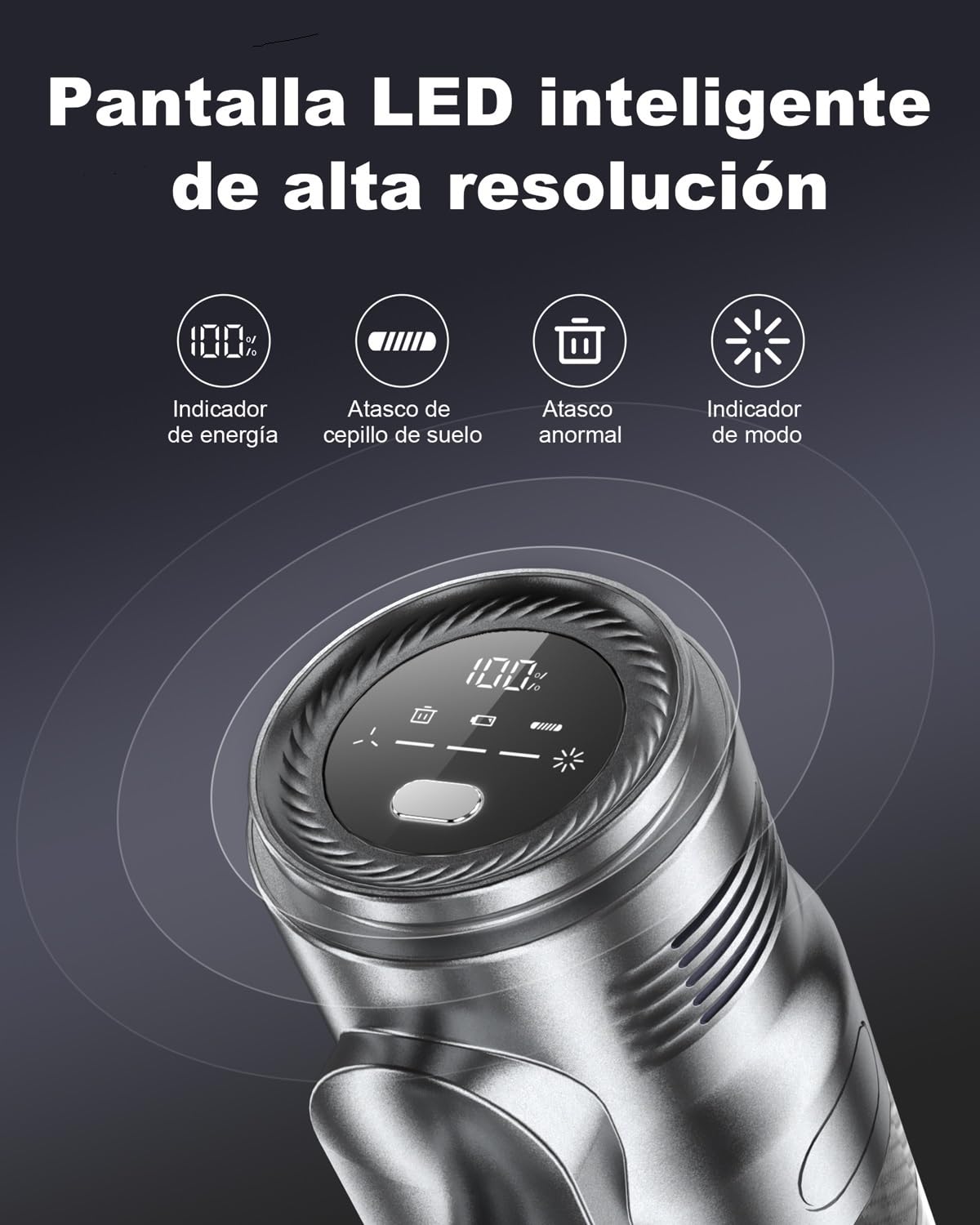 aujun J10 Aspiradora sin Cable 48Kpa 580W 70Min, Bajo Ruido, 1.5L, Antienredos, para Suelos