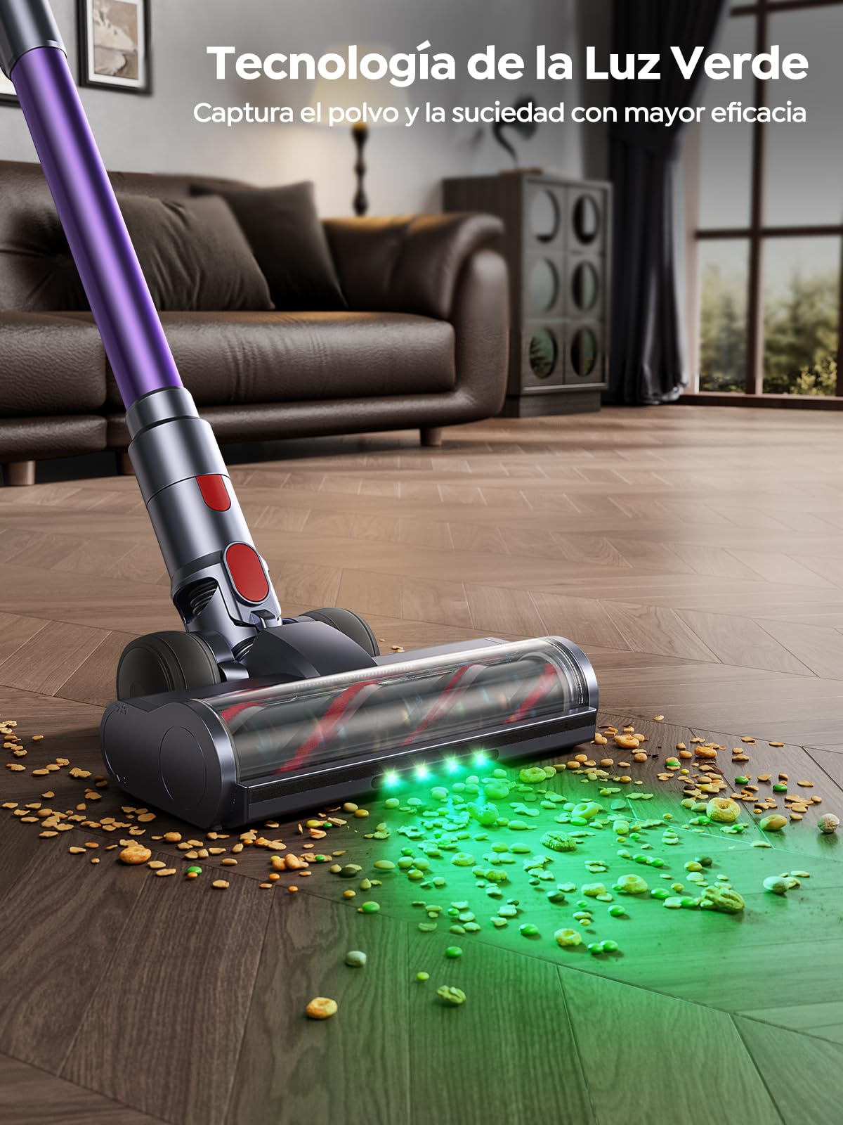 VAC02 Aspiradora sin Cable 550W 45KPa 60Min con Luz Verde, Modo Auto y Pantalla LED Táctil