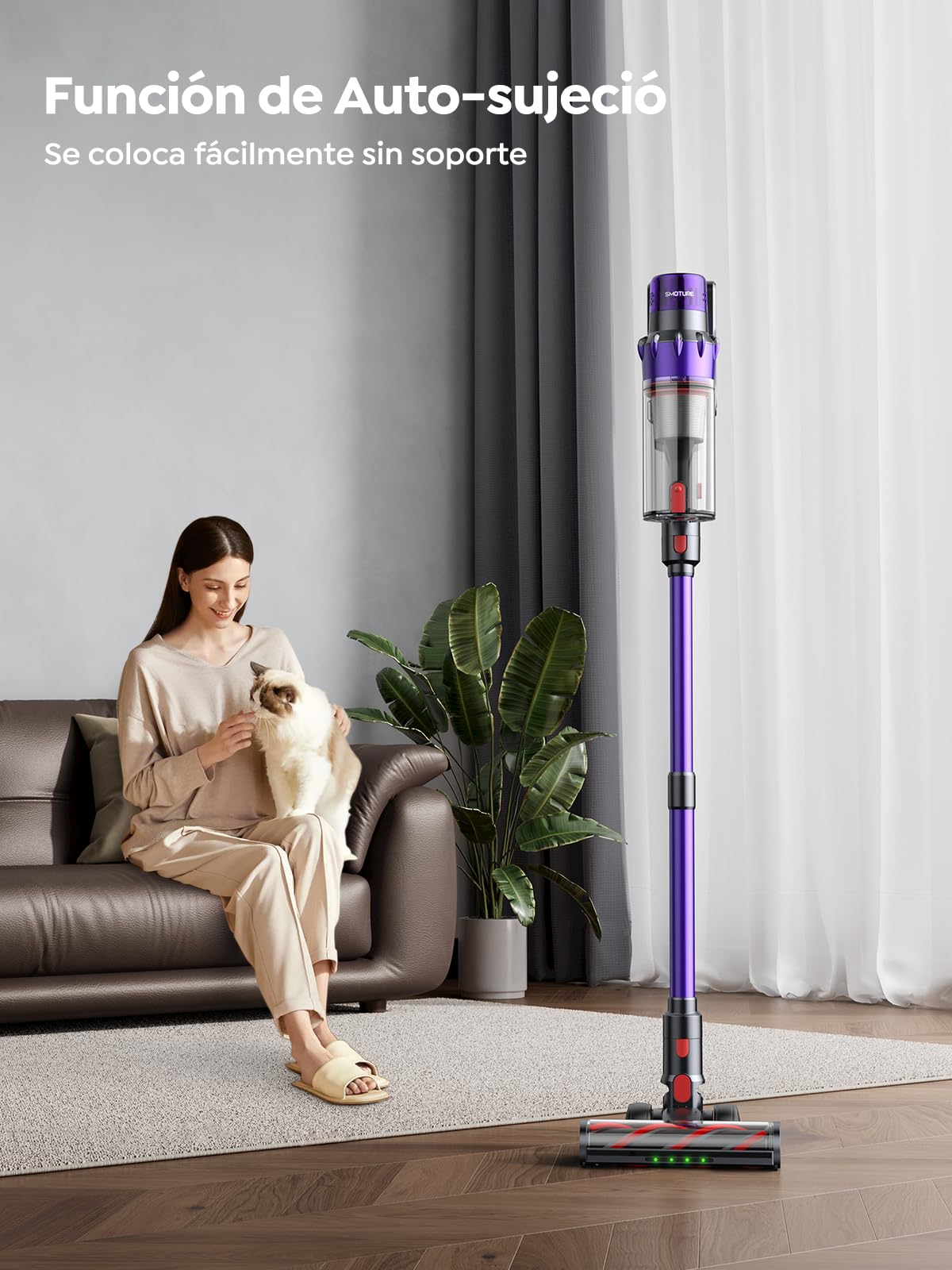 VAC02 Aspiradora sin Cable 550W 45KPa 60Min con Luz Verde, Modo Auto y Pantalla LED Táctil